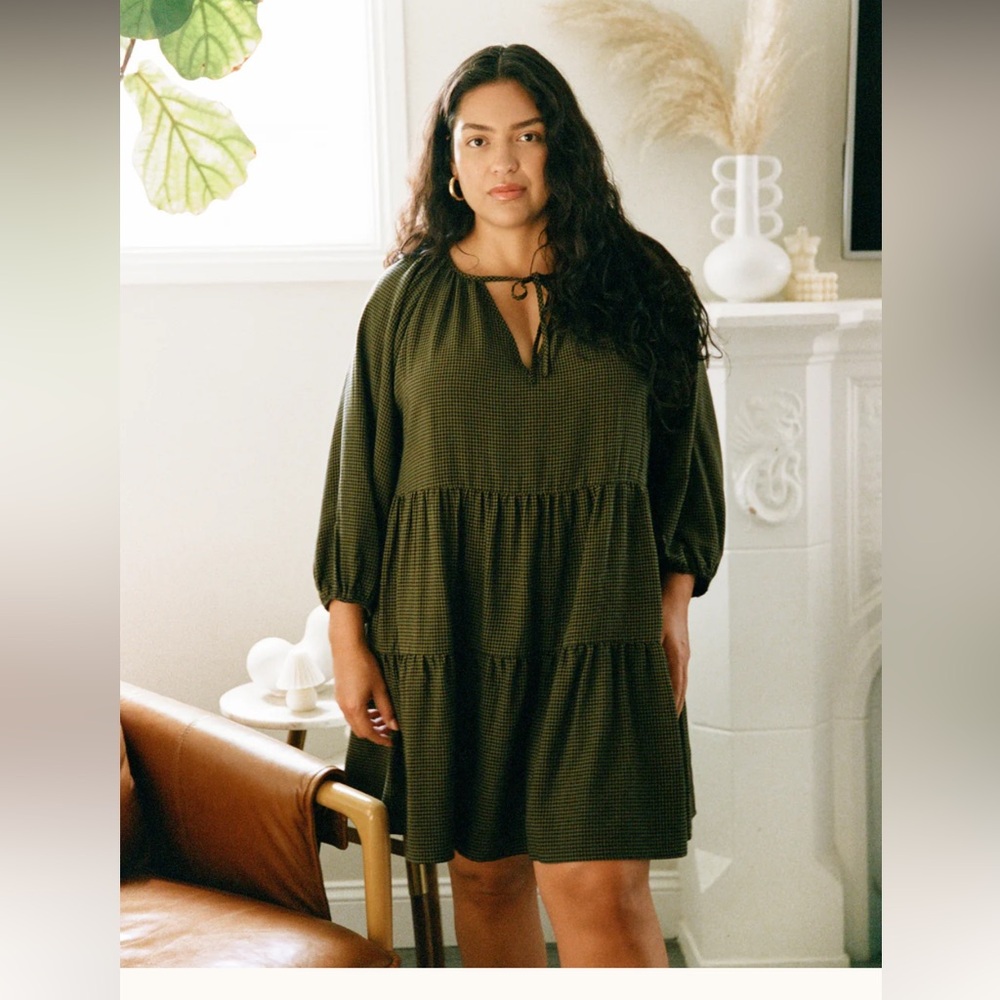 Whimsy + Row, Phoenix Dress in Hunter Gingham Extended.